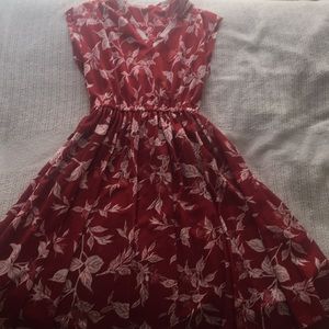 Red Floral Skater Dress, Vintage style